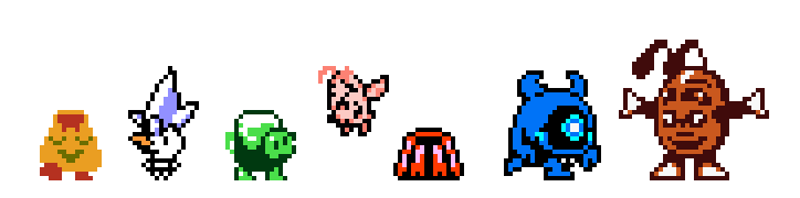Undertale enemy animations in different retro styles
